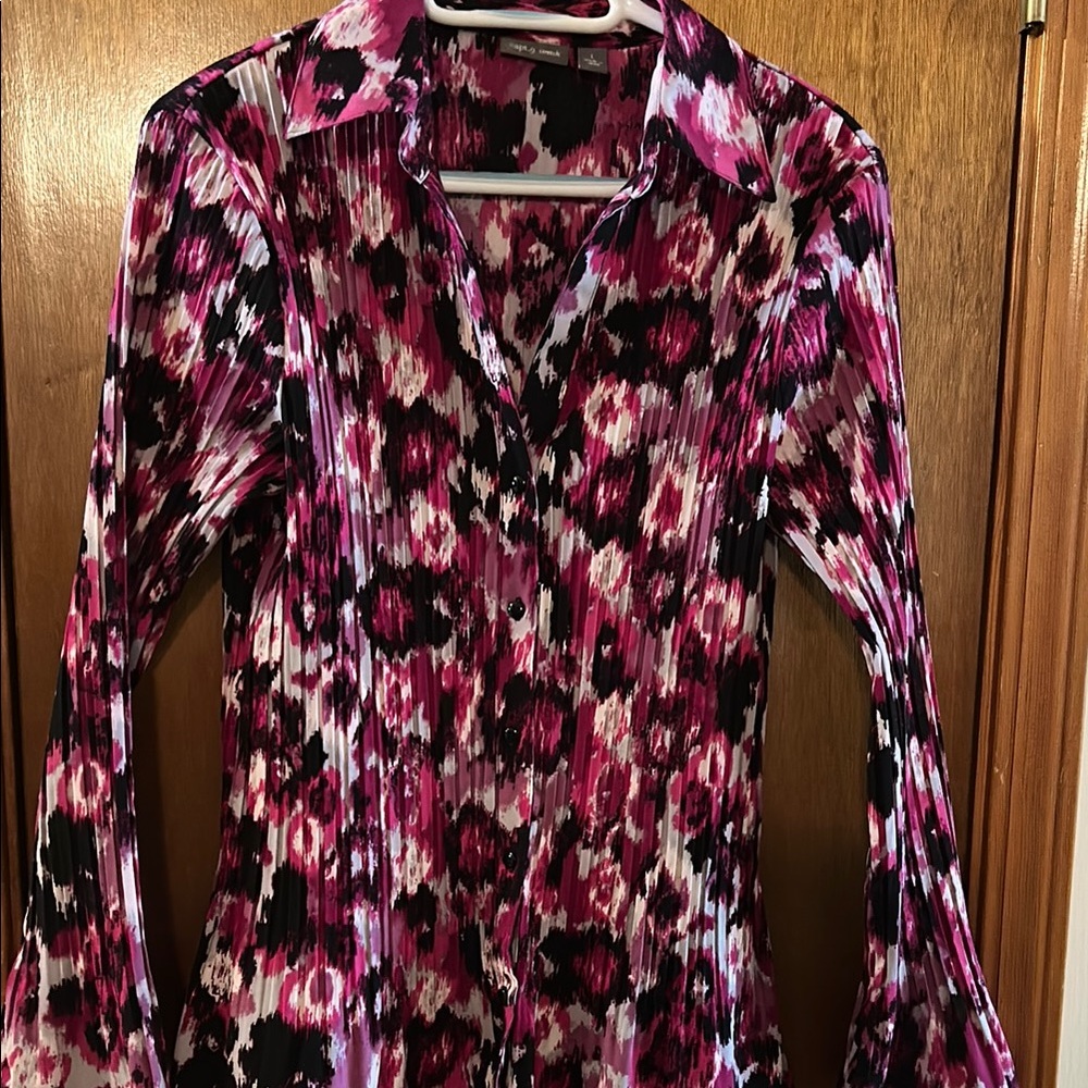 Apt. 9 Pink Long Sleeve Fitted Blouse